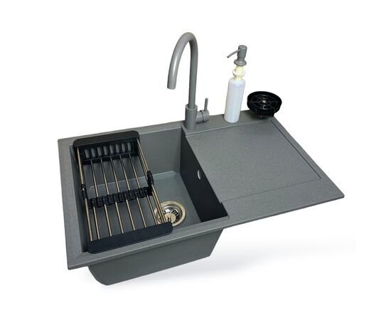 Мийка кухонна Adamant Horizon сірий + змішувач + дозатор (1824296901504)