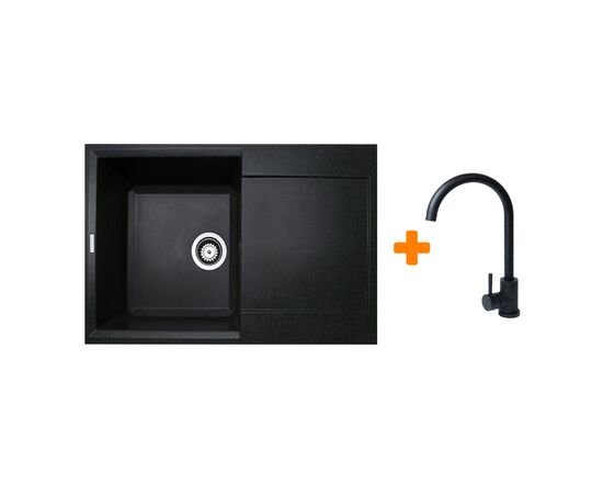 Мойка кухонная Adamant Horizon чорний + змішувач (1824296911503)