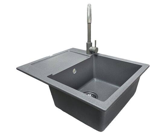 Мойка кухонная Adamant Minimal сірий + змішувач + дозатор + ополіскувач склянок + коланд (4824296106404), изображение 2