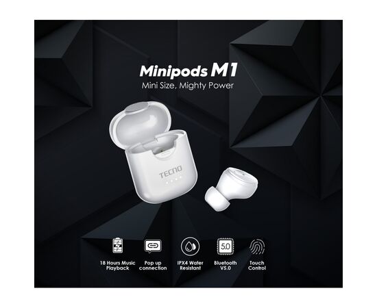 Наушники Tecno Minipods M1 Mono White (4895180759475), изображение 12