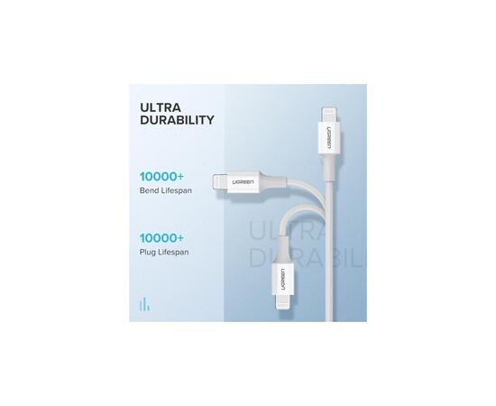 Дата кабель USB-C to Lightning 1.0m 3A US171 white Ugreen (10493), изображение 6
