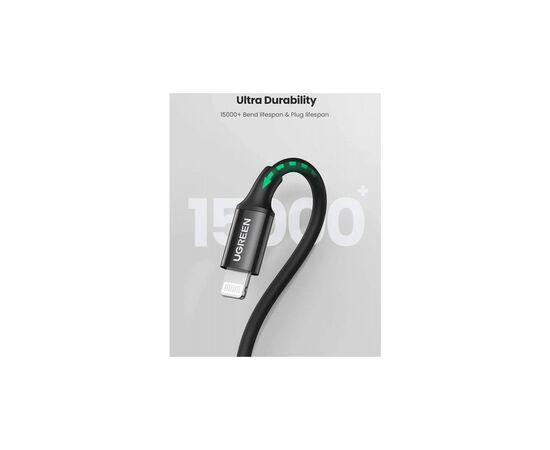 Дата кабель USB-C to Lightning 2.0m 3A US171 black Ugreen (60752), изображение 3