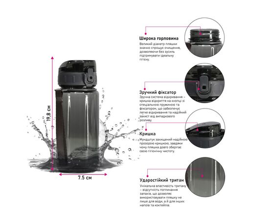 Бутылка для воды Line Art Paran 600 мл чорний (60014018LA-01), изображение 4