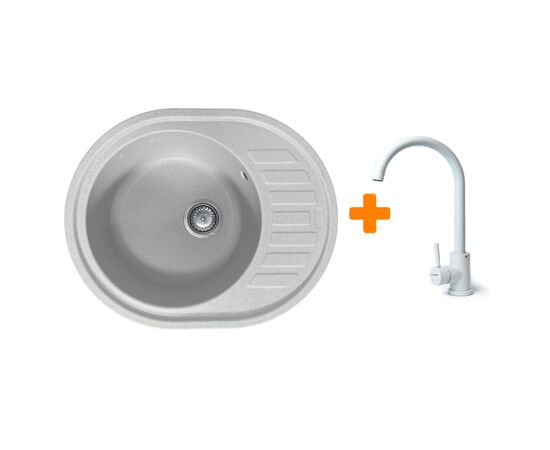 Мойка кухонная Adamant Ovum Old stone + змішувач (1824296910410)