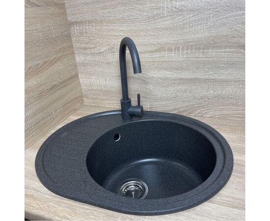 Мойка кухонная Adamant Ovum графіт + змішувач (1824296910413), изображение 2