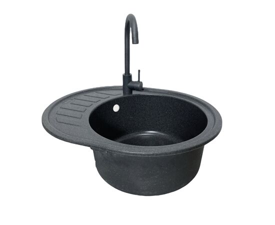 Мойка кухонная Adamant Ovum графіт + змішувач + дозатор (1824296900413), изображение 3