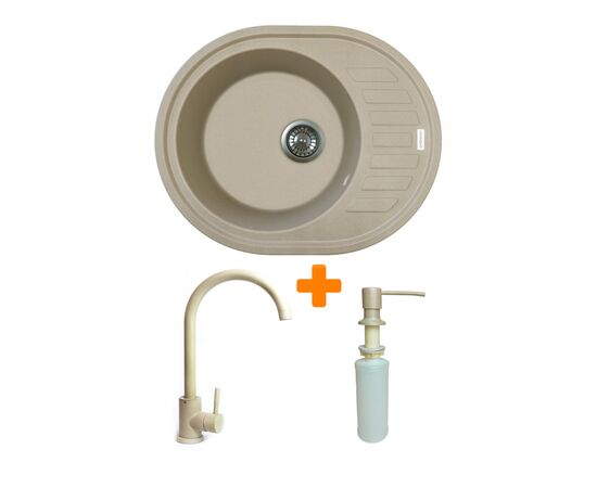 Мойка кухонная Adamant Ovum Сахара + змішувач + дозатор (1824296900402)
