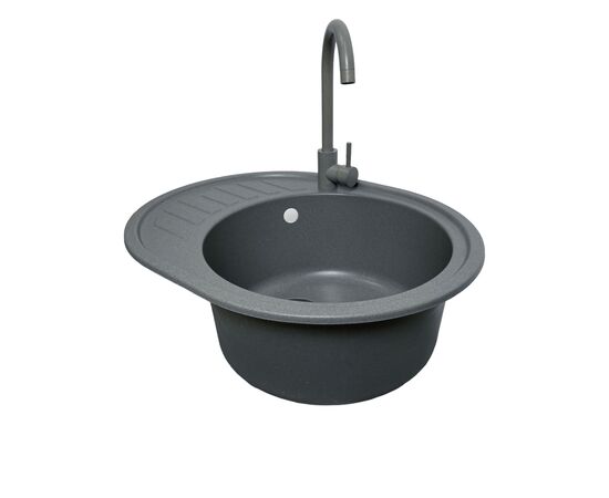 Мойка кухонная Adamant Ovum сірий + змішувач (1824296910404), изображение 3