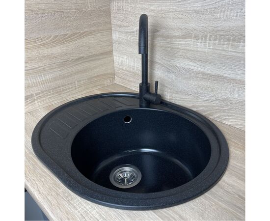 Мойка кухонная Adamant Ovum чорний + змішувач (1824296910403), изображение 2