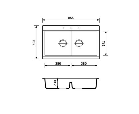 Мийка кухонна Adamant Similar антрацит + змішувач + дозатор + ополіскувач склянок + кол (4824296106515), зображення 8