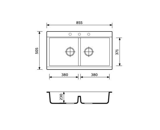 Мойка кухонная Adamant Similar графіт + змішувач + дозатор + ополіскувач склянок + колан (4824296106513), изображение 8