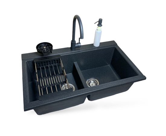 Мойка кухонная Adamant Similar графіт + змішувач + дозатор + ополіскувач склянок + колан (4824296106513)