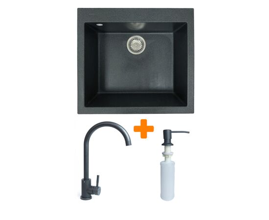 Мойка кухонная Adamant Univer графіт + змішувач + дозатор (4824296902113)