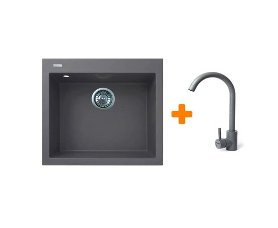Мойка кухонная Adamant Univer сірий + змішувач (4824296912104)