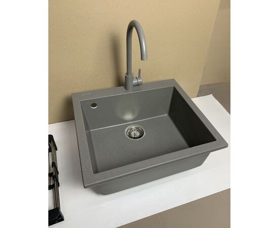 Мийка кухонна Adamant Univer сірий + змішувач + дозатор + ополіскувач склянок + коландер (4824296106604), зображення 3