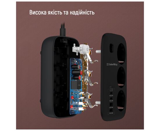 Сетевой фильтр питания ColorWay CW-CHE34PDB 3 роз/4USB GaN3 Pro (CW-CHE34PDB), изображение 10