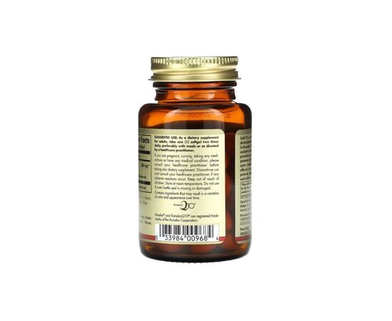 Витаминно-минеральный комплекс Solgar Коэнзим Q-10, 200 мг, Megasorb CoQ-10, 60 гелевых капсул (SOL-00968), изображение 2