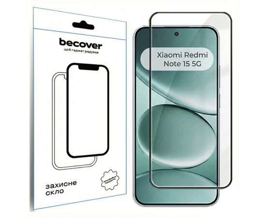 Стекло защитное BeCover Xiaomi Redmi Note 15 5G Black (714790), изображение 2