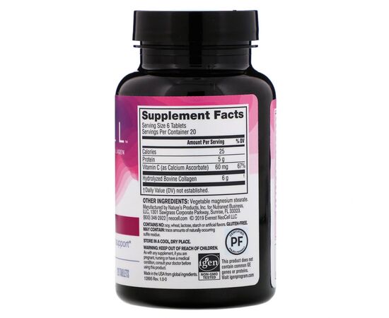 Вітамінно-мінеральний комплекс Neocell Колаген + Вітамін С, Тип 1 & 3, NeoCell, 120 таблеток (NEL-12895), зображення 2