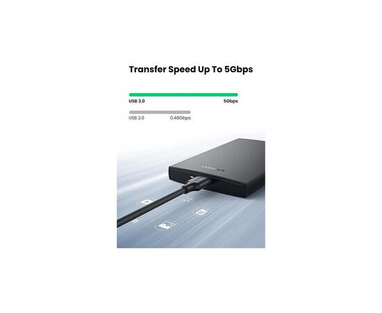 Карман внешний UGREEN USB 3.0 to 2.5" HDD/SSD CM237 black (60353), изображение 7