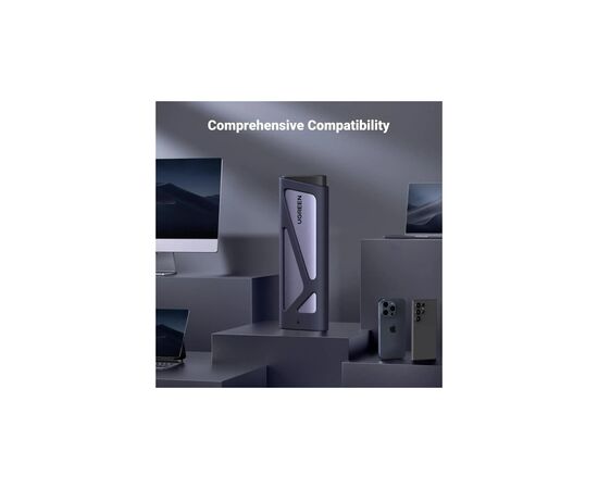 Карман внешний UGREEN USB 3.2 Gen 2 to M.2 NVMe/SATA 10Gbps UASP TRIM CM767 gray (15813), изображение 3