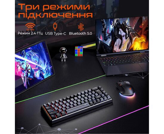 Клавіатура Meetion MK12 Bluetooth/USB Type-C Black (MT-MK12-A-RUA), зображення 6