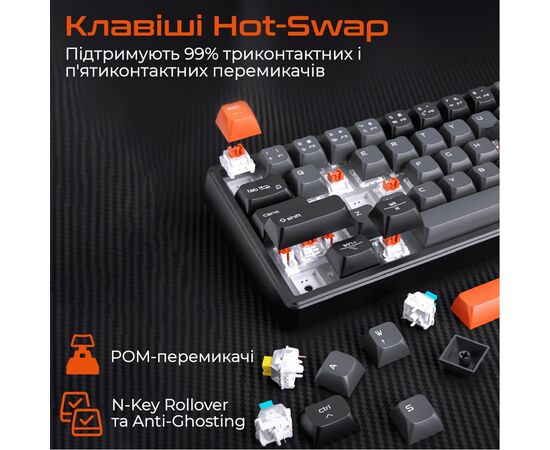 Клавіатура Meetion MK12 Bluetooth/USB Type-C Black (MT-MK12-A-RUA), зображення 7