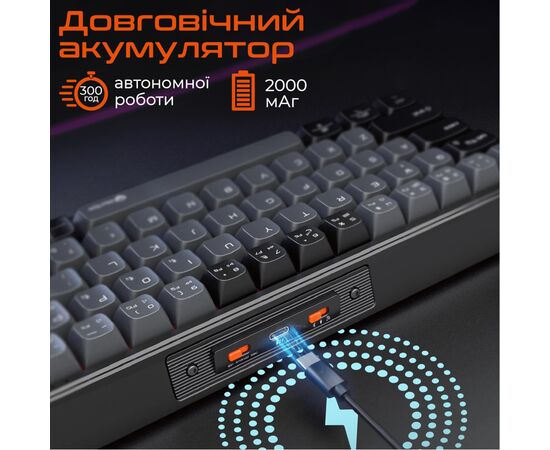 Клавіатура Meetion MK12 Bluetooth/USB Type-C Black (MT-MK12-A-RUA), зображення 8