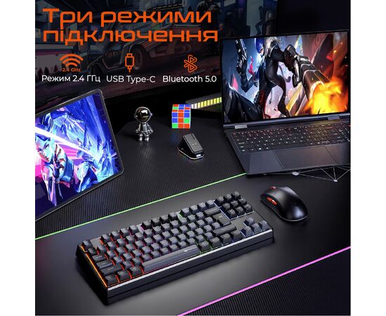 Клавиатура Meetion MK14 Bluetooth/USB Type-C Black (MT-MK14-A-RUA), изображение 6