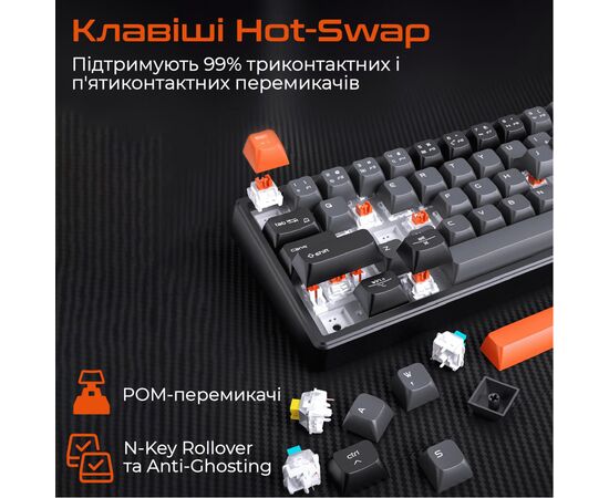 Клавиатура Meetion MK14 Bluetooth/USB Type-C Black (MT-MK14-A-RUA), изображение 7