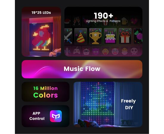 Гирлянда Yeelight RGBIC штора Yeelight Curtain light strip 1.52 м (YLYDD-0053), изображение 4
