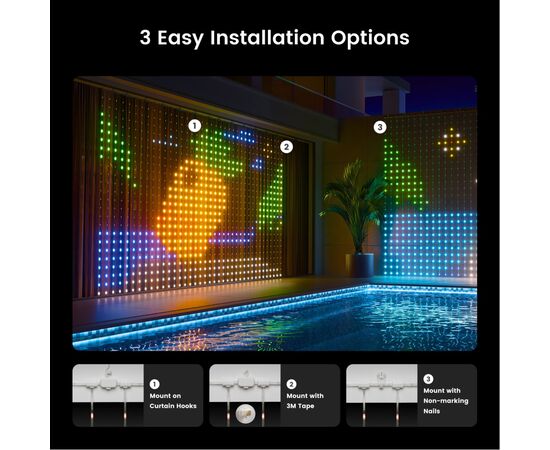 Гирлянда Yeelight RGBIC штора Yeelight Curtain light strip 1.52 м (YLYDD-0053), изображение 7