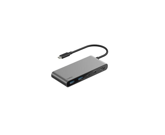 Концентратор Belkin USB-C 7-in-1 2xUSB 3.0 + USB-C + PD + HDMI 2.0 4K60Hz + SD/TF gray (AVC023HQSGY)