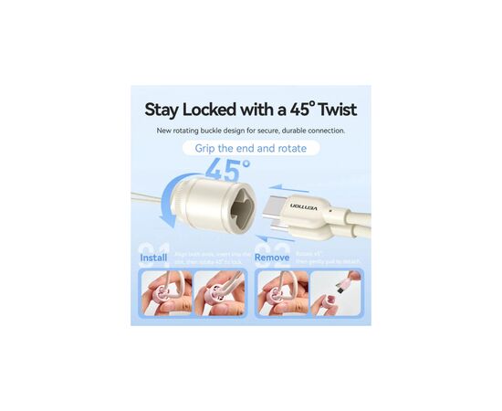 Батарея универсальная VENTION 20000mAh 22,5W Fast Charging, with built-in USB-C cable, Beige (FKBN0-C), изображение 6