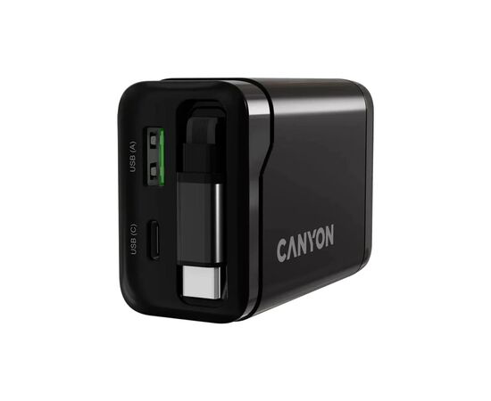 Зарядное устройство Canyon 1xUSB-C PD65W + 1xUSB QC3.0 + cable USB-C to USB-C black (CNS-CURC65ACB), изображение 8