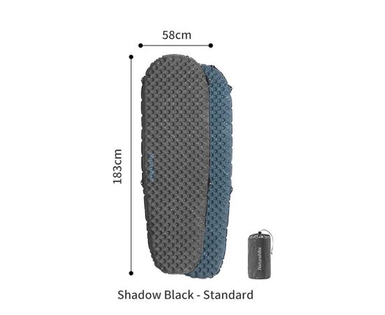 Матрас надувной Naturehike CNH22DZ018, 183х58х7 см, сірий, із мішком для надування (6975641888482), изображение 2