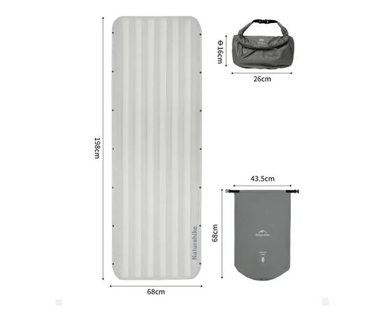Матрас надувной Naturehike CNK2450WS034, 198х68х9.5 см, коричневий, із мішком для надування (6927595798881), изображение 2