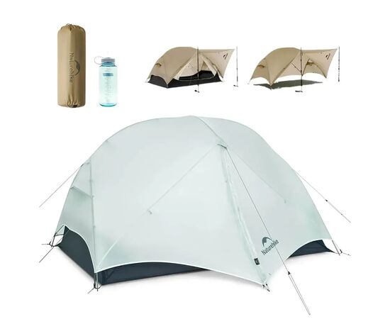 Палатка Naturehike надлегкий двомісний Mongar CNK2550WS016, 15D, сiрий (6927595770504), изображение 2