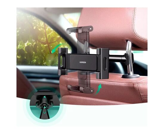 Універсальний автотримач Ugreen LP160 Car Headrest Mount Holder Black (60108), зображення 3