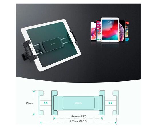 Універсальний автотримач Ugreen LP160 Car Headrest Mount Holder Black (60108), зображення 4