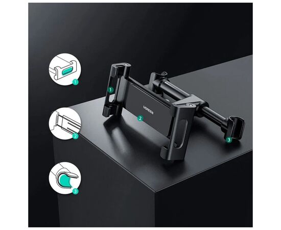 Універсальний автотримач Ugreen LP160 Car Headrest Mount Holder Black (60108), зображення 7