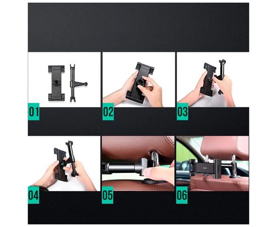 Універсальний автотримач Ugreen LP160 Car Headrest Mount Holder Black (60108), зображення 8