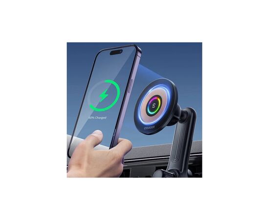 Универсальный автодержатель Essager Arpege 15W Magnetic Wirless Car Charger with Phone Holder Function (Rotate Version) Black (EZJCX-GY01B-Z), изображение 6