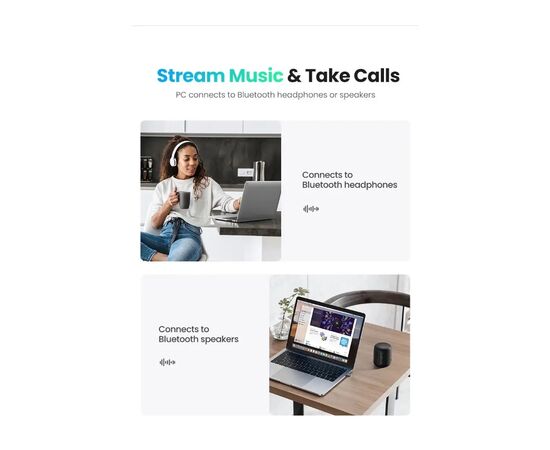 Bluetooth-адаптер Ugreen CM390 USB Bluetooth 5.0 Adapter (80889), зображення 4