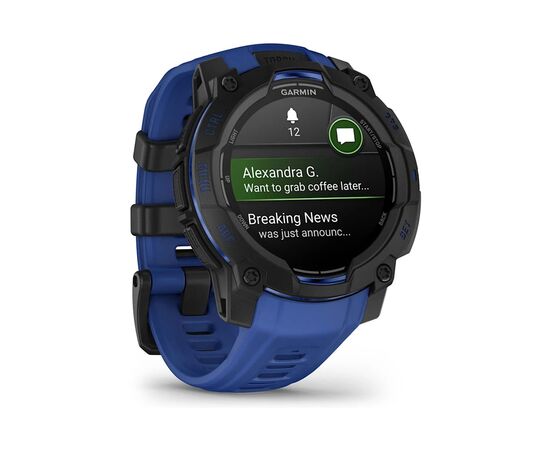 Смарт-годинник Garmin Instinct 3, 45mm, AMOLED, Black with Bolt Blue Band, GPS смарт-годинник (010-02936-03), зображення 3