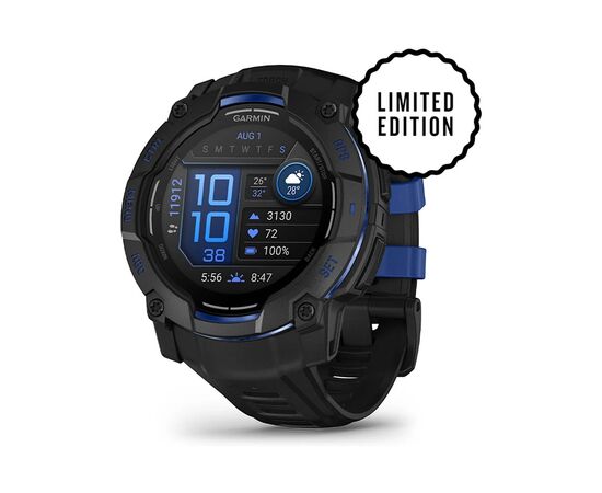 Смарт-годинник Garmin Instinct 3, 50mm, AMOLED, Black with Bolt Blue Accents, GPS смарт-годинник (010-03020-03)
