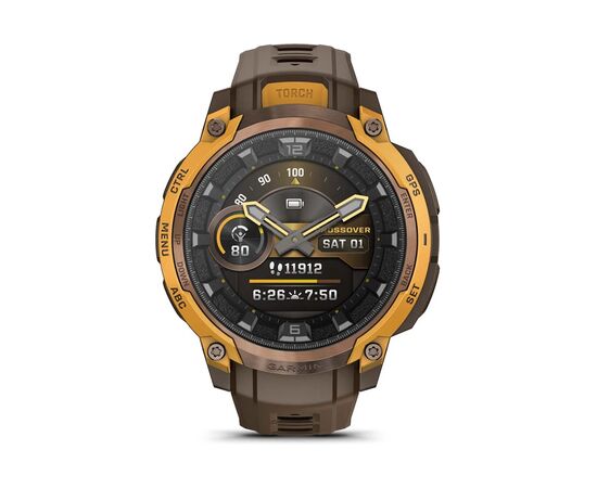 Смарт-годинник Garmin Instinct Crossover AMOLED, BronzeSunburst/Cocoa, GPS смарт-годинник (010-03398-01), зображення 2