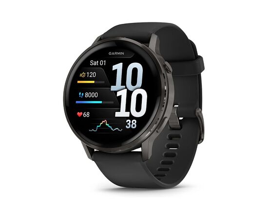 Смарт-часы Garmin Venu 4 (45mm), Black w/ Slate + Black, GPS смарт-годинник (010-03014-00)