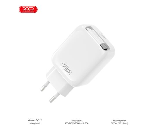 Зарядное устройство XO 1xUSB-C PD30W GaN + cable USB-C to USB-C (XO-QC17), изображение 2