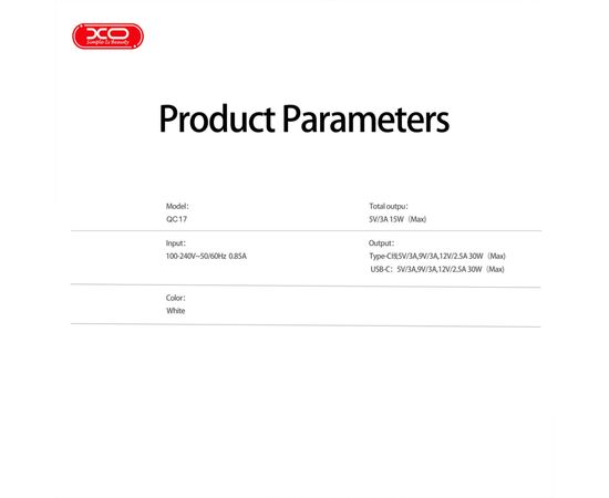Зарядное устройство XO 1xUSB-C PD30W GaN + cable USB-C to USB-C (XO-QC17), изображение 8